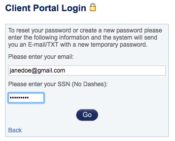 Password creation form